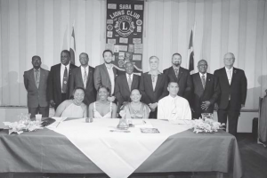 The new Saba Lions Board of Directors with from left, seated: outgoing president Paula Mayers-Childs and incoming president Jessica Gumbs seated next to her.