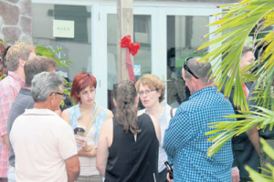 First Chamber Member Sophie van Bijsterveld (second right) speaking with Sabans during the meet-and-greet on Saturday afternoon.