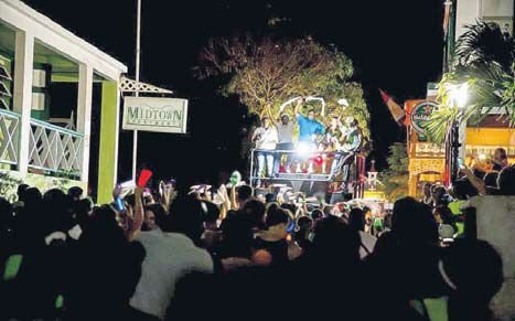 Revellers jamming in the lighted parade which kicked off the 2016 Carnival season in Saba. (STK photo)